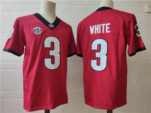 Men Georgia Bulldogs #3 White Red 2025 NCAA Jersey